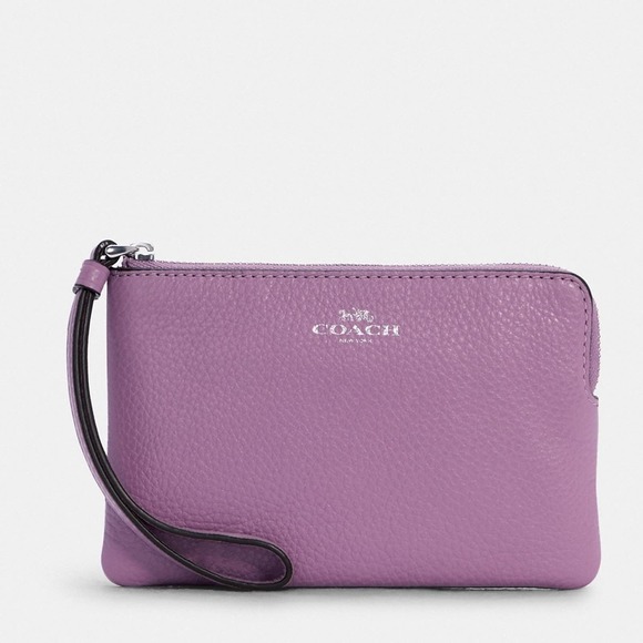 NWT💃Coach Corner Zip Wristlet/Refined Pebble Leather/ Violet - Picture 6 of 8